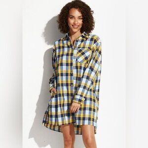 Yasmine Plaid Shirt Dress